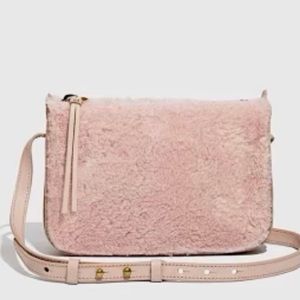Madewell light pink shearling crossbody purse